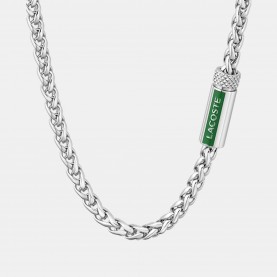Lacoste Mens Spelt Stainless Steel Necklace - Silver lacoste,mens,spelt,stainless,steel,necklace,silver