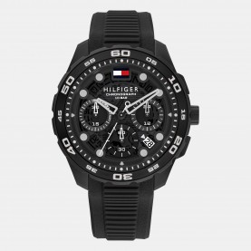 tommy,hilfiger,mens,silicone,watch,black