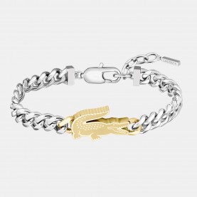 Lacoste Mens Arthor Crocodile Curb Chain Bracelet - Bi-Metal lacoste,mens,arthor,crocodile,curb,chain,bracelet,bi,metal