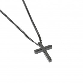 Fabric Cross Necklace - Gunmetal fabric,cross,necklace,gunmetal