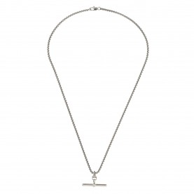 Fabric Mens T Bar Metal Chain Necklaces - Silver fabric,men,s,t,bar,metal,chain,necklaces,silver