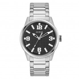 часовник,бижутерия,часовници,guess,men's,varsity,analogue,quartz,watch,black,silver