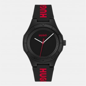 Часовник Hugo HUGO #LIT Silicone Strap Watch - Black/Black часовник,часовници,hugo,hugo,#lit,silicone,strap,watch,black,black