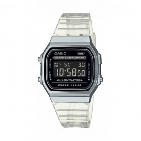 casio,casio,vintage,transparent,a168,xesg,silver