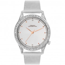 Часовник French Connection French Connection Silver Case Round Shape Silver Strap Quartz Watch - White часовник,часовници,аксесоари,на,разпродажба,french,connection,french,connection,silver,case,round,shape,silver,strap,quartz,watch,white
