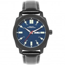 Часовник French Connection French Connection Black Case Round Shape Black Strap Quartz Watch - Blue часовник,часовници,аксесоари,на,разпродажба,french,connection,french,connection,black,case,round,shape,black,strap,quartz,watch,blue