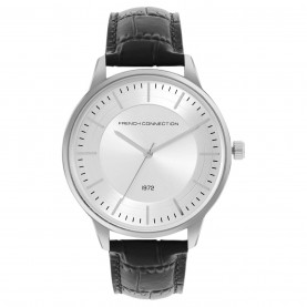 Часовник French Connection French Connection Silver Case Round Shape Black Strap Quartz Watch - Silver часовник,часовници,аксесоари,на,разпродажба,french,connection,french,connection,silver,case,round,shape,black,strap,quartz,watch,silver