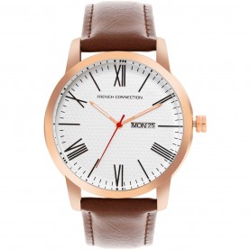 Часовник French Connection French Connection Rose Case Round Shape Brown Strap Quartz Watch - White часовник,часовници,аксесоари,на,разпродажба,french,connection,french,connection,rose,case,round,shape,brown,strap,quartz,watch,white