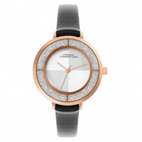 Часовник French Connection French Connection Rose Case Round Shape Black Strap Quartz Watch - Silver часовник,часовници,аксесоари,на,разпродажба,french,connection,french,connection,rose,case,round,shape,black,strap,quartz,watch,silver