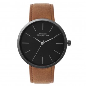 Часовник French Connection French Connection Black Case Round Shape Brown Strap Quartz Watch - Black часовник,часовници,аксесоари,на,разпродажба,french,connection,french,connection,black,case,round,shape,brown,strap,quartz,watch,black