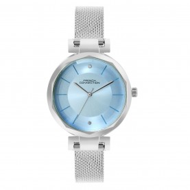 Часовник FCUK FCUK Silver Case Round Shape Silver Strap Quartz Watch - Sky Blue часовник,часовници,аксесоари,на,разпродажба,fcuk,fcuk,silver,case,round,shape,silver,strap,quartz,watch,sky,blue