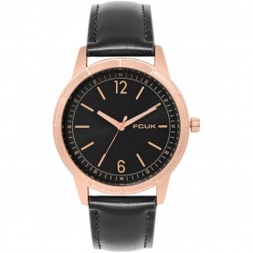 Часовник FCUK FCUK Rose Case Round Shape Black Strap Quartz Watch - Black часовник,часовници,аксесоари,на,разпродажба,fcuk,fcuk,rose,case,round,shape,black,strap,quartz,watch,black