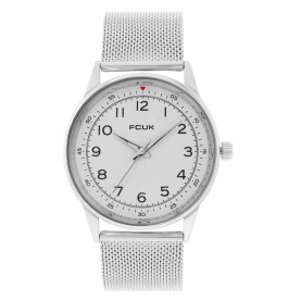 Часовник FCUK FCUK Silver Case Round Shape Silver Strap Quartz Watch - White часовник,часовници,аксесоари,на,разпродажба,fcuk,fcuk,silver,case,round,shape,silver,strap,quartz,watch,white