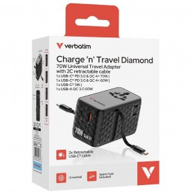 verbatim,charge,n,travel,70w,2c,universal,travel,adaptor,black,black