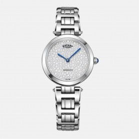 часовник,бижутерия,часовници,rotary,women's,trad,crystal,analogue,quartz,watch,silver