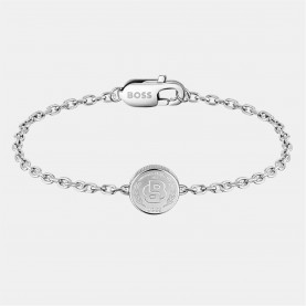 Boss Gents BOSS Double B Medallion Necklace and Bracelet - Silver аксесоари,на,разпродажба,boss,gents,boss,double,b,medallion,necklace,and,bracelet,silver