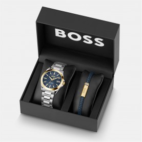 Часовник Boss Gents BOSS Strike A Watch and Bracelet Gift Set - Multi часовник,часовници,boss,gents,boss,strike,a,watch,and,bracelet,gift,set,multi