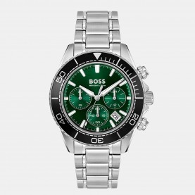 Часовник Boss Gents BOSS Sealiner Chrono Stainless Steel Watch - Green/Silver часовник,часовници,бижутерия,аксесоари,на,разпродажба,boss,gents,boss,sealiner,chrono,stainless,steel,watch,green,silver
