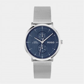 Часовник Hugo Gents HUGO #STYLE Stainless Steel Mesh Watch - Blue/Silver часовник,часовници,аксесоари,на,разпродажба,hugo,gents,hugo,#style,stainless,steel,mesh,watch,blue,silver