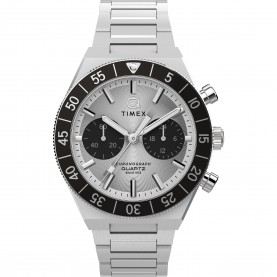 Timex Mens Continental Quartz Analogue Watch - Silver/Black timex,men,s,continental,quartz,analogue,watch,silver,black