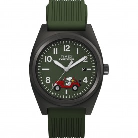 Часовник Timex Mens Peanuts Quartz Analogue Watch - Green/Silver часовник,часовници,аксесоари,на,разпродажба,timex,men,s,peanuts,quartz,analogue,watch,green,silver