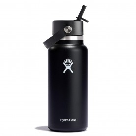 Hydro Flask Wide Mouth Water Bottle 946 ml (32 oz) with Flex Straw Cap - Black бутилки,за,вода,къмпинг,hydro,flask,wide,mouth,water,bottle,946,ml,32,oz,with,flex,straw,cap,black