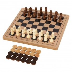 Tooky Toy Wooden Chess And Draughts Set - Natural игри,и,технологии,всички,игри,и,играчки,всички,коледни,подаръци,tooky,toy,wooden,chess,and,draughts,set,natural