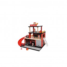 tooky,toy,wooden,fire,station,playset,red