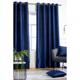 homelife,faux,silk,eyelet,curtains,navy