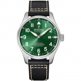 бижутерия,festina,pilot,swiss,made,auto,watch,silver,green,and,black