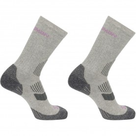 salomon,lightweight,crew,2,pack,walking,socks,womens,grey,lilac