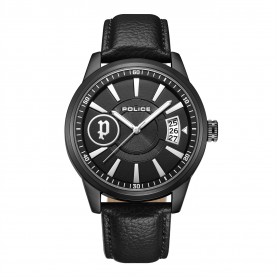 часовник,часовници,аксесоари,на,разпродажба,police,leather,strap,watch,black