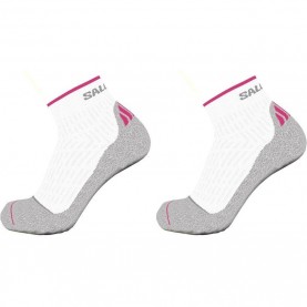 Дамски чорапи Salomon Ultra Quarter 2 Pack Running Socks Womens - White/Pink дамски,чорапи,отново,на,училище,дамски,чорапи,всички,фитнес,аксесоари,облекла,за,бягане,дамски,облекла,за,бягане,аксесоари,за,бягане,salomon,ultra,quarter,