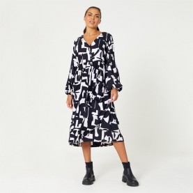 Рокля Be You Mono V Neck Pocket Midi Dress - Black рокля,дамски,поли,и,рокли,be,you,mono,v,neck,pocket,midi,dress,black