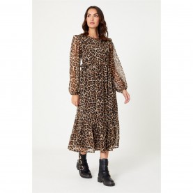 рокля,дамски,поли,и,рокли,дамски,облекла,размер,be,you,frill,animal,print,chiffon,midi,dress,animal