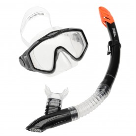 плажен,магазин,водни,спортове,gul,snorkeling,set,tempered,glass,diving,mask,&amp;,splash,proof,snorkel,black