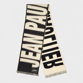 Jean Paul Gaultier Womens Patterned Midweight Scarf - Ecru/Blk зимни,аксесоари,jean,paul,gaultier,women,s,patterned,midweight,scarf,ecru,blk