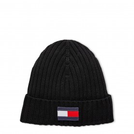 tommy,hilfiger,fleece,big,flag,beanie,junior,black,bds