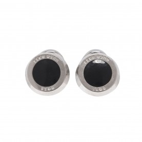 аксесоари,на,разпродажба,boss,men's,simony,polished,silver,tone,cufflinks,black