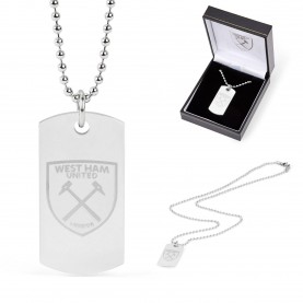 Team Officially Licensed Stainless Steel Dog Tag and Ball Chain - West Ham Utd FC футбол,футболни,аксесоари,team,officially,licensed,stainless,steel,dog,tag,and,ball,chain,west,ham,utd,fc