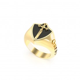 guess,men's,south,alameda,signet,ring,metallics
