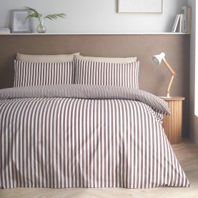 catherine,lansfield,epping,textured,stripe,duvet,cover,set,chocolate