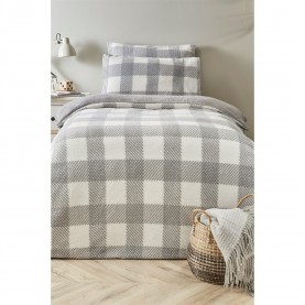 спално,бельо,и,комплекти,homelife,teddy,fleece,kids,check,duvet,set,grey