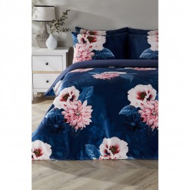 спално,бельо,и,комплекти,аксесоари,на,разпродажба,homelife,homelife,floral,velour,duvet,set,navy