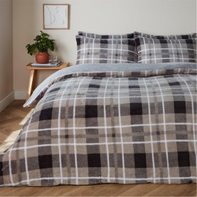 спално,бельо,и,комплекти,homelife,check,fleece,duvet,set,grey