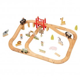 Tooky Toy 60 Piece Wooden Train Set - Multi tooky,toy,60,piece,wooden,train,set,multi