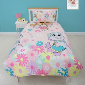 спално,бельо,и,комплекти,paw,patrol,patrol,flowers,single,rotary,duvet,pink