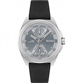 часовник,часовници,hugo,gents,hugo,expose,black,leather,strap,watch,grey,black