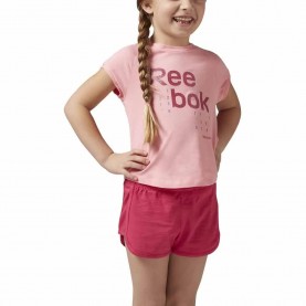 Reebok Essentials Logo short sleeve set - Pink (Peppy Pink) детски,екипи,reebok,essentials,logo,short,sleeve,set,pink,(peppy,pink)