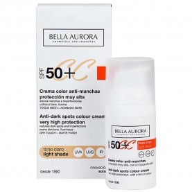 козметика,за,защита,от,слънце,bella,aurora,anti,dasrk,spot,colour,cream,spf50+,30ml,white,(light,tone)